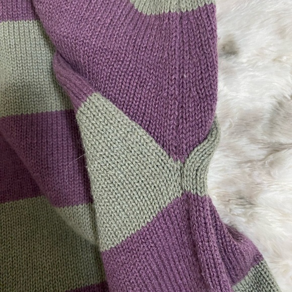 Purple and Green Striped Women's Sweater - Picture 5 of 7